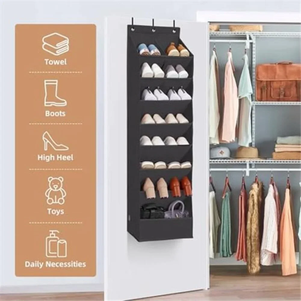 over door shoe organizer hanging closet storage rack deep pockets heavy duty